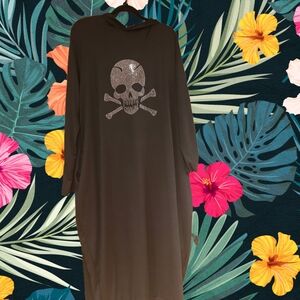 Edgy Black Long Sleeve Dress with Skull Design